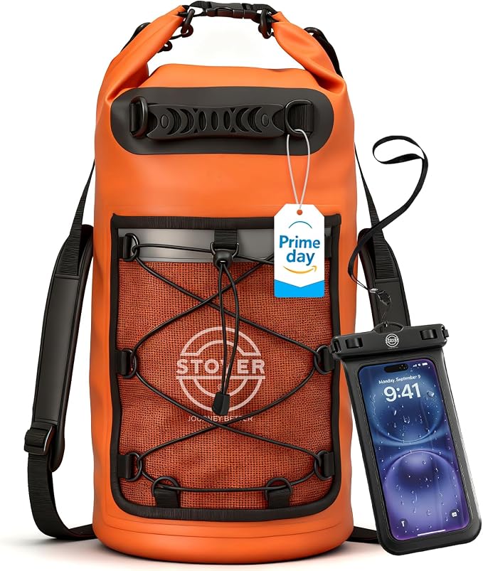 STOVER 5/10/25/30/40/55L Waterproof Dry Bag- Roll-Top Backpack w/Phone Case- Kayaking, Hiking, Camping, Boating- Men/Women