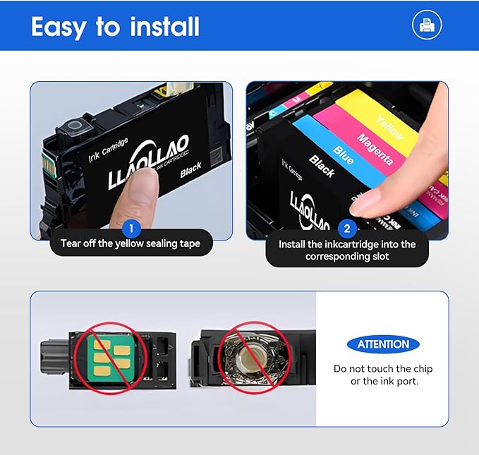 702xl Black Ink Cartridges Remanufactured Replacement for 702 Ink cartridges 702 XL T702XL for Epson WF-3720 WF-3730 WF-3733 Printer High Capacity (2 Pack)