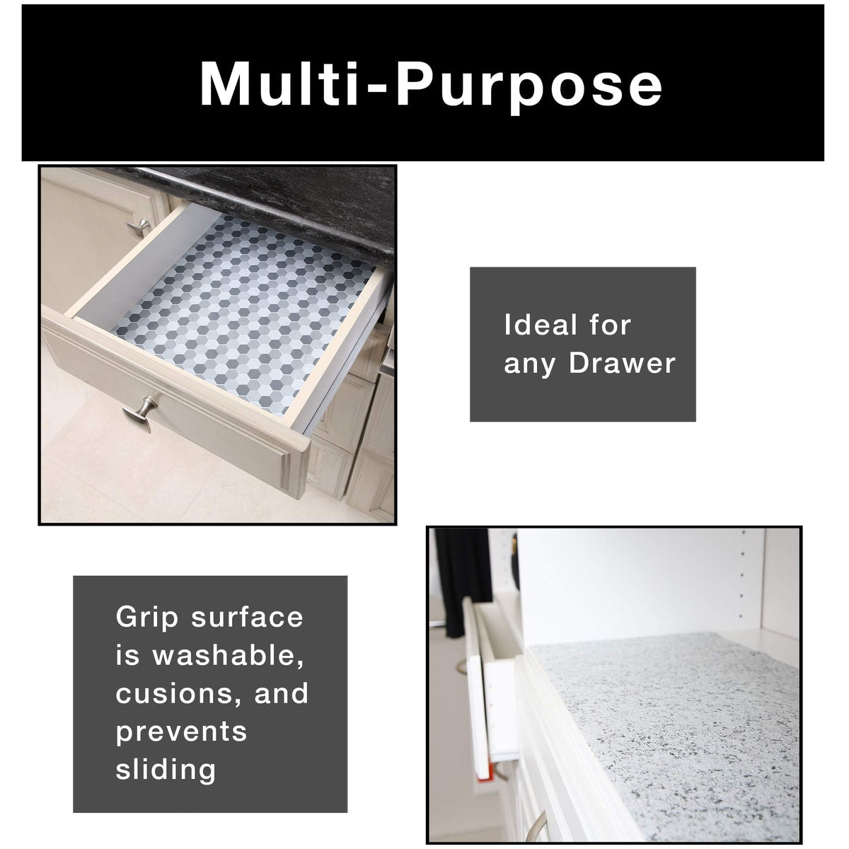 Smart Design Bonded Grip Shelf Liner - 12 Inch x 10 Feet - Non Adhesive, Strong Grip Bottom, Easy Clean Kitchen Drawer, Cabinet, Cupboard Dresser Protector Cover, Non Slip Rubber Mat - Ocean Origami