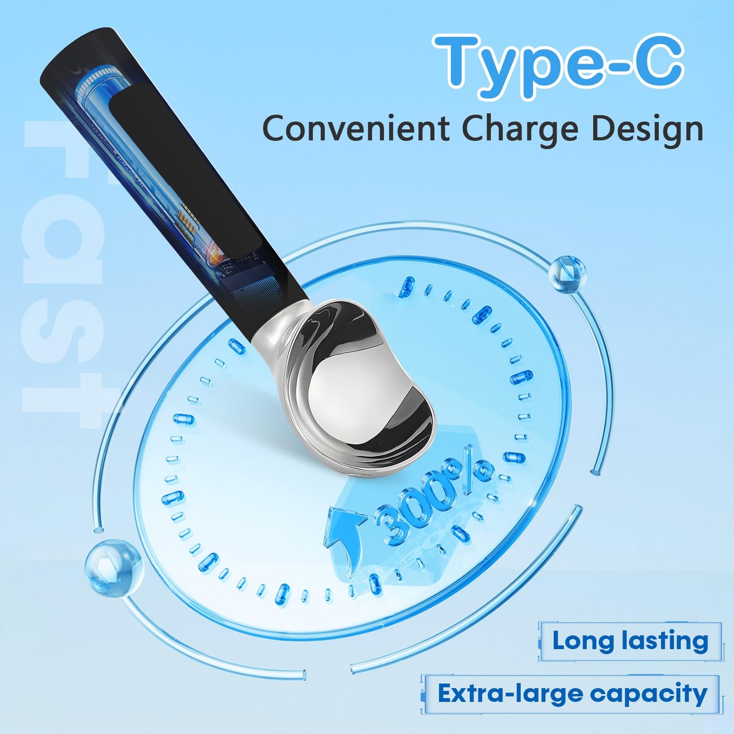 Electric Heated Ice Cream Scoop - Rechargeable Icecream Scoop with LED Display, IP67 Waterproof, Professional lce Cream Scoop for Hard lce Cream by Huyho (Black)