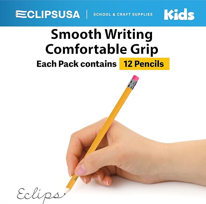 Pre-Sharpened Pencils Bulk, Pencil #2 (12 Boxes), Number 2 pencils, School Supplies Bulk, Office Supplies Bulk, Box May Vary, 12 Pencil Per Box (12 Boxes)