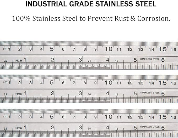 ZZTX Ruler Metal Straight Edge Stainless Steel Ruler 12 Inch Ruler Set Rulers Bulk 12 Pack