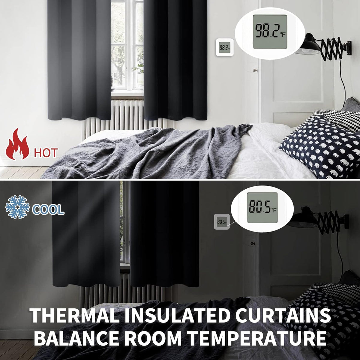 BGment Thermal Insulated Blackout Curtains 84 Inches Long for Bedroom - Rod Pocket Room Darkening Curtain for Living Room, 42 x 84 Inch, 2 Panels, Black