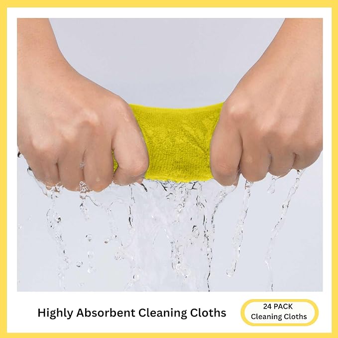Microfiber Cleaning Cloth for Kitchen & households, Towels for Cars. (300gsm) (Pack of 24 Yellow)