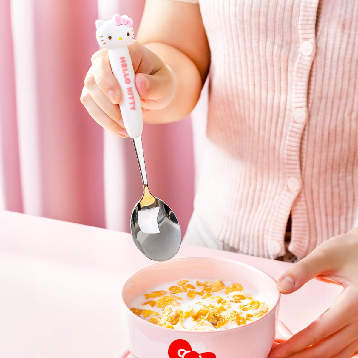 2 PCS Spoon and Fork Set, Cute Stainless Steel Silverware Set, Cartoon Salad Forks and Soup Spoons, Gift for Her