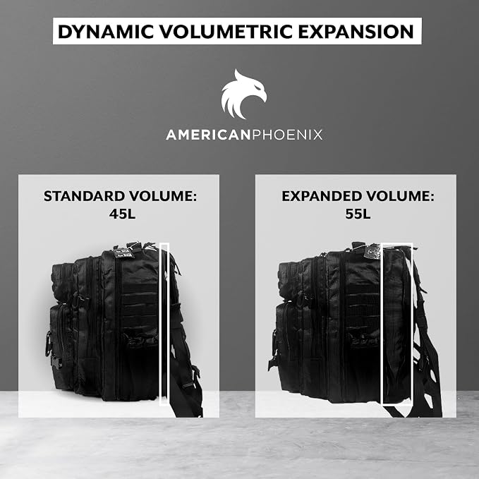 45L to 55L Expandable Professional Tactical Backpack | 1680D SUPER HEAVY DUTY BALLISTIC NYLON |10X Stronger Work & Military Bag | Built-In Rain Cover | MADE BY PROS FOR PROS (Carbon Black: Pro Series)