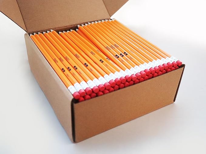 S & E TEACHER'S EDITION Woodcased #2 Pencils, Pre-sharpened, 2 HB Lead Bulk Box Pencil, No. 2, Yellow Pencils with Erasers, Back to school, 200 Count