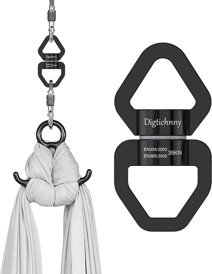 2 Pack Swing Swivel Heavy Duty, Spinning Swing Swivel,35KN Capacity,for Rock Climing,Aerial Silk Swivels,Children's Swings,Black
