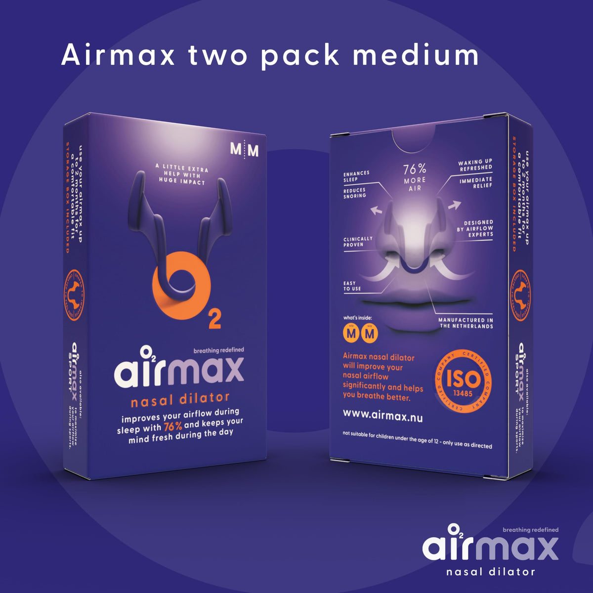 AIRMAX Nasal dilators for Sleeping - 76% More Airflow - Anti snoring Devices - Breathe Freely Through The Nose - Sinus Relief, Relief and snoring Solution - 2X Medium Orange - 6 Month Relief