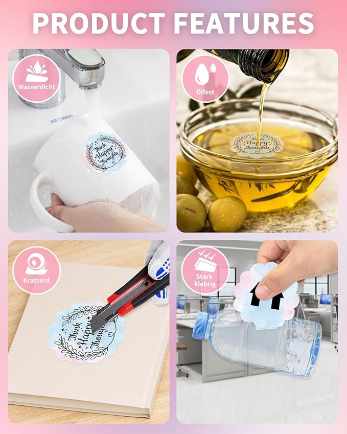Phomemo 2" Pink Round Label Stickers Roll for 4X6 Thermal Label Printer for Small Business Supplies - 750pcs / Roll - Commercial Grade Thermal Labels for Custom Stickers Personalized & Business Logo