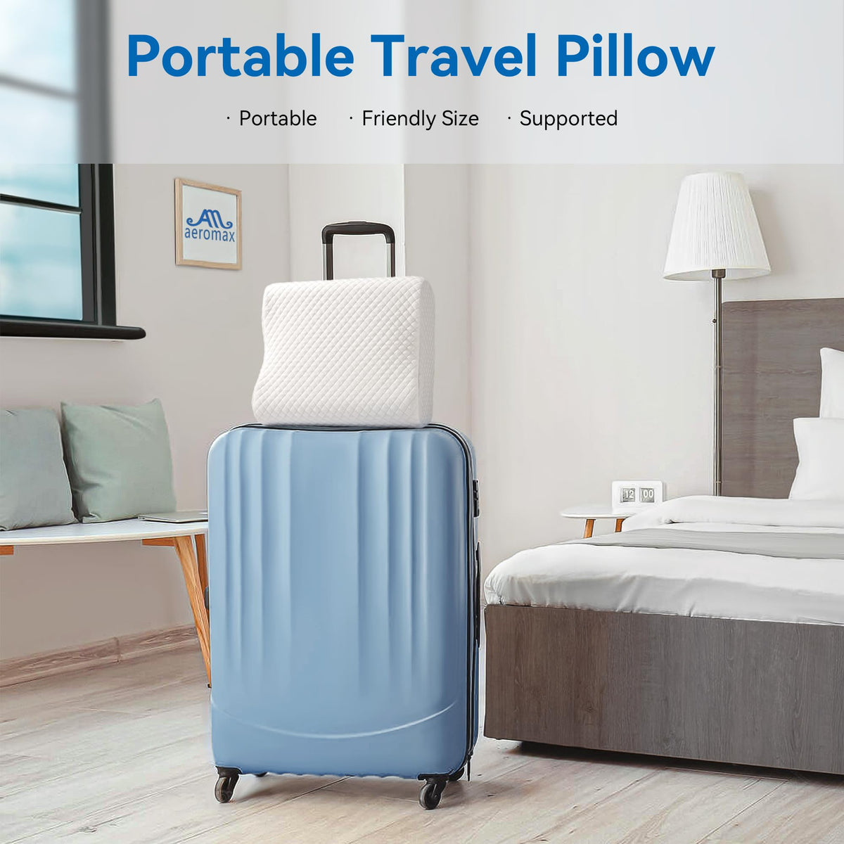 AM AEROMAX Travel Contour Memory Foam Pillow, Cervical Pillow for Neck Pain Relief, Neck Orthopedic Sleeping Pillows for Side, Back and Stomach Sleepers.