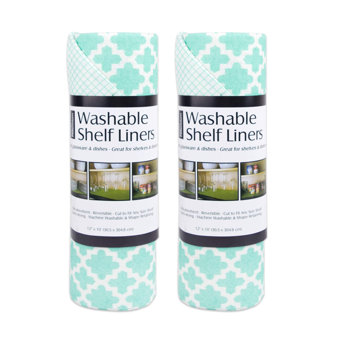 DII Fridge & Shelf Liner Collection Non-Adhesive, Cut to fit, Machine Washable, 12x20, Lattice Aqua Lattice, 2 Piece