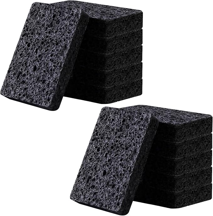 12 - Pack Non-Scratch Scrub Sponges - Sponges for Dishes and Washing Dishes, Cleaning Sponges for Kitchen Home Bathroom Cars, Funny Cut-Outs DIY for Kids (Black)