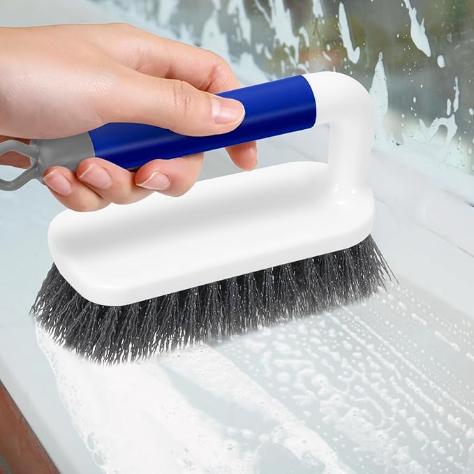 SetSail Scrub Brush, Small Cleaning Brushes with Handle, Comfort Grip Shower Scrubber for Cleaning Bathroom, Tub, Kitchen, Sink, Floor, Carpet, 2 Pack (Blue)