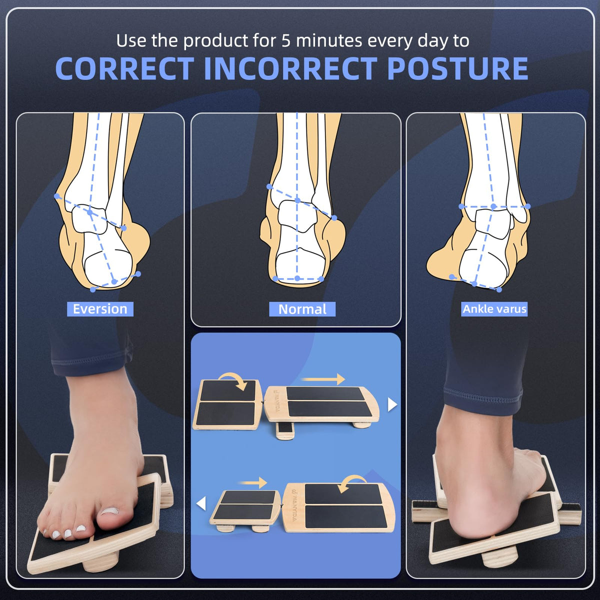 Ankle Foot Strengthener Exerciser for Sprained. Single Leg Balance Board, Posture Corrector, Foot Stretcher for Plantar Fasciitis Relief, FSA/HSA Eligible