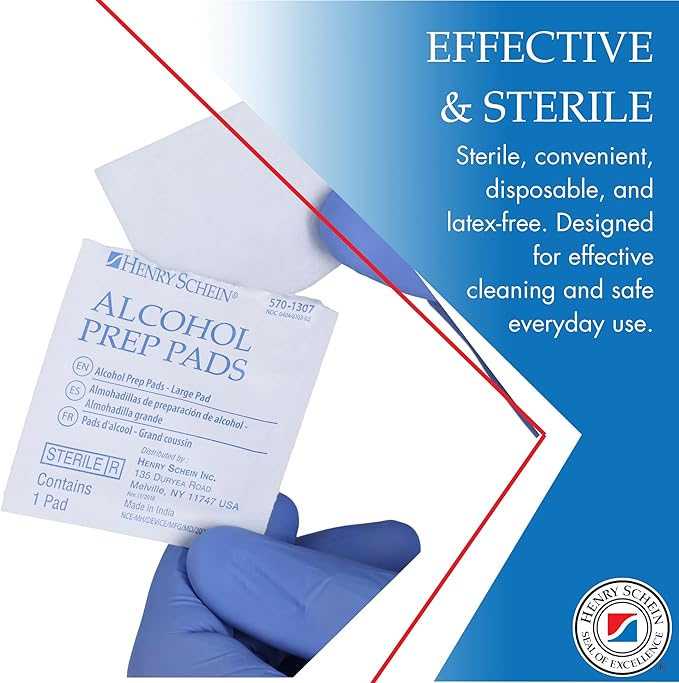 Large Alcohol Prep Pads (4 Boxes, 800 Total) – 70% Isopropyl Alcohol Wipes, Individually Wrapped – 2-Ply, Textured – Skin Prep Alcohol Swabs – Sterile Pads