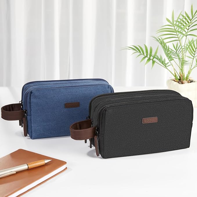 Sooez Large Pencil Case Pouch, Extra Big Pencil Pouch Pencil Bag with PU Handle & Zipper, Sturdy Pen Case with 3 Compartments, Aesthetic School College Supplies Organizer for Men Women Boys, Gray