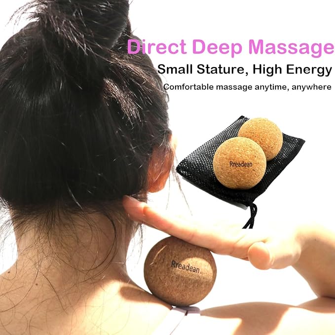 Cork Massage Balls for Fascia Release After Exercise, Yoga,Trigger Point Therapy, Relax Muscles, and Relieve Stress,Set of 2 Classic 2.4 Inch Cork Massage Balls