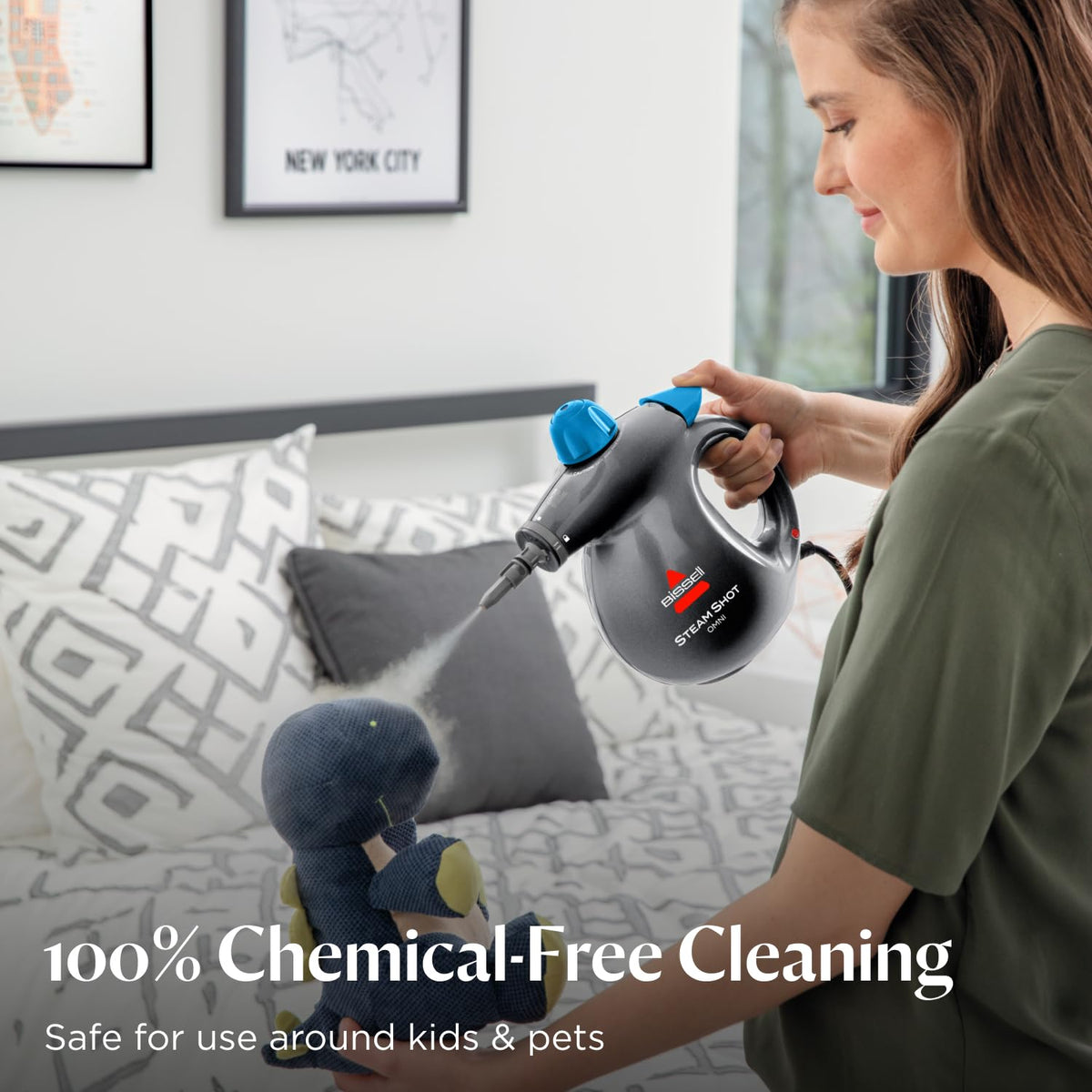 BISSELL® Steam Shot™ Omni handheld portable steam cleaner for tile, grout, windows, bathrooms, kitchens, includes 7 tools