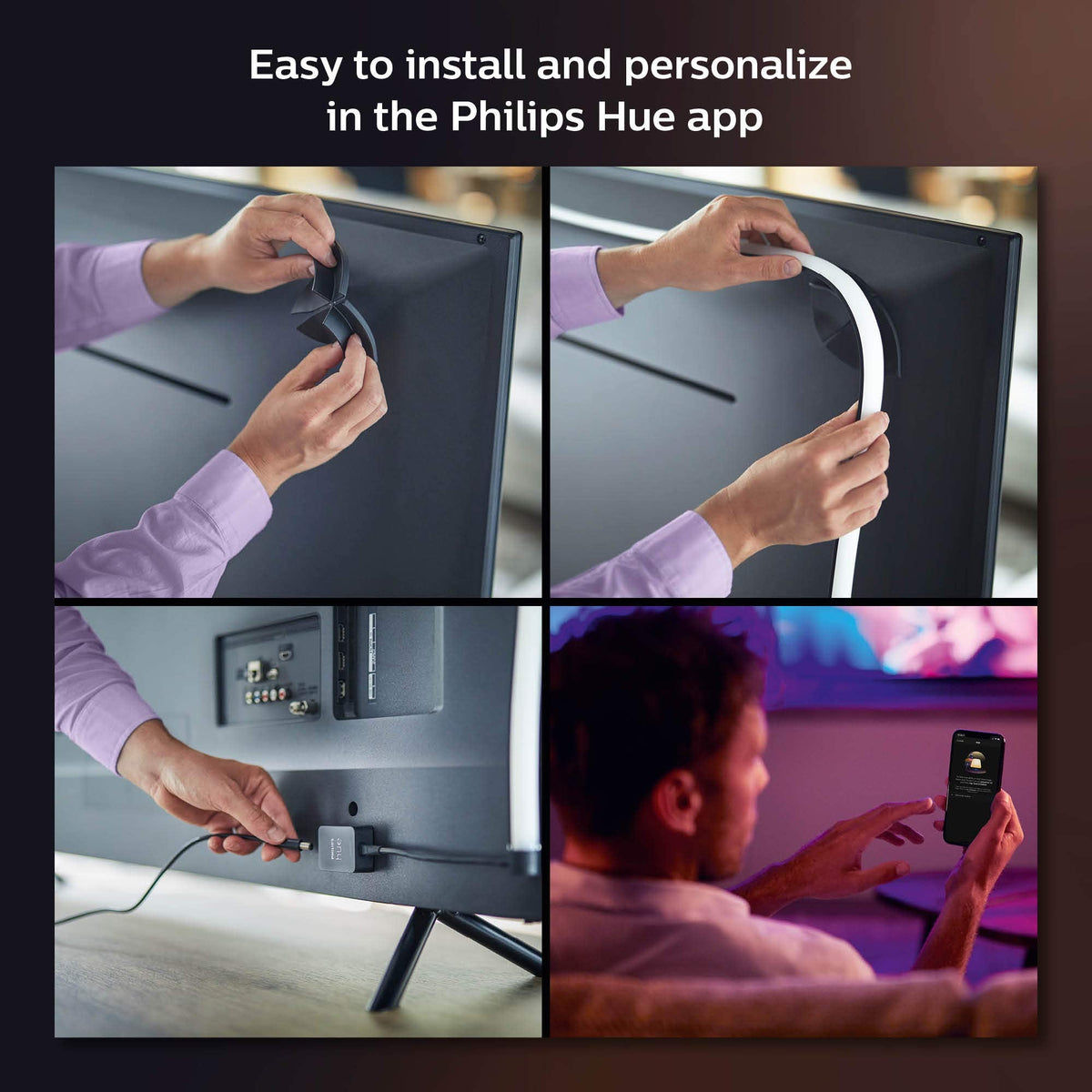 Philips Hue Play Gradient 55" Smart TV Light Strip - Flowing Multicolor LED Color-Changing TV BackLight - Sync with TV, Music, and Gaming - Requires Bridge and Sync Box - Control with App or Voice