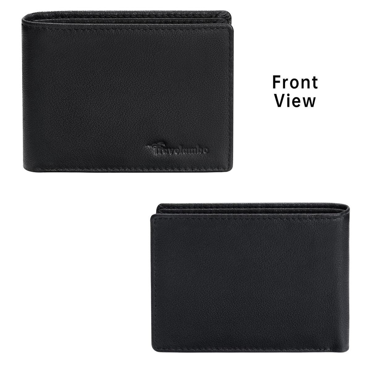 Real Leather Mens Bifold Wallet RFID Blocking Slim Minimalist Front Pocket - Thin & Stylish with ID Window in Gift Box (Nappa, Black)