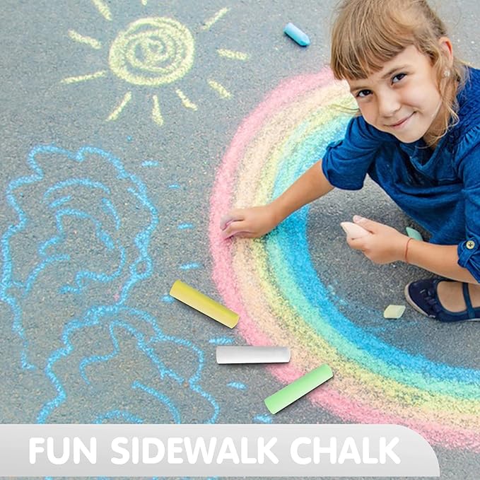50 Pack White Chalk, Washable Sidewalk Chalks for Kids Non-Toxic Jumbo Chalk for Outdoor Art Play, Colored Chalk for Painting on Chalkboard, Blackboard and Playground(White)