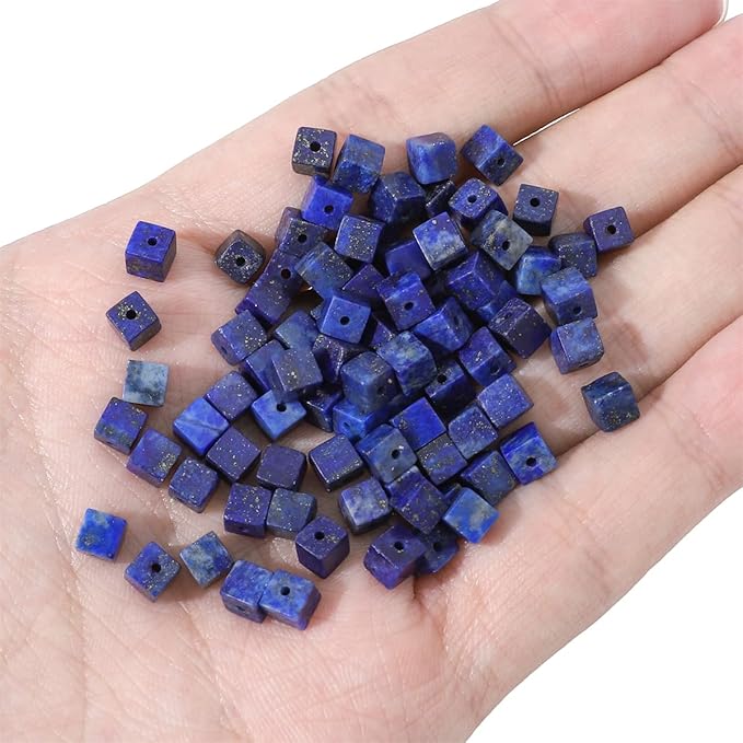 Natural Lapis Lazuli Square Stone Beads 4x4mm 85pcs Cube Loose Semi Gemstone Beads for Jewelry Making Design