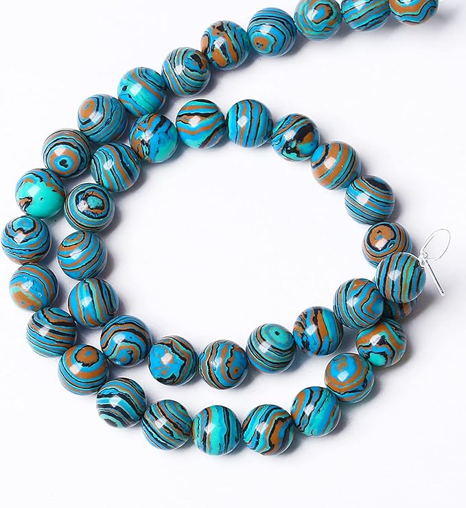 180PCS 4mm Blue Malachite Stone Beads Round Loose Gemstone Beads for Jewelry Making DIY Bracelet Necklace 32" 2 Strand,Energy Stone Healing Power