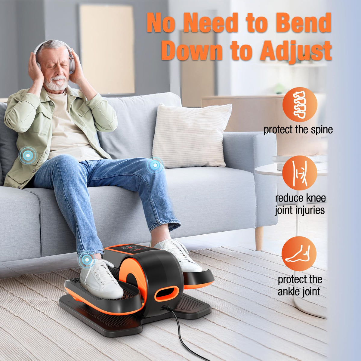 Under Desk Elliptical Machine, Ellipse Leg Exerciser as Seen on TV with Remote, 15 Adjustable Speed, Portable Elliptical Machine While Sitting for Seniors, Quiet for Home Office