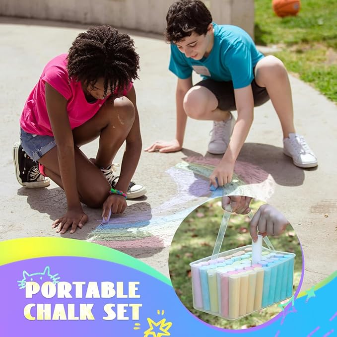 novelinks Sidewalk Chalk Set 108 Pack 10 Color Washable Non-Toxic Drawing Set For Schools Durable Jumbo Drawing Chalk for Outdoor Art Play