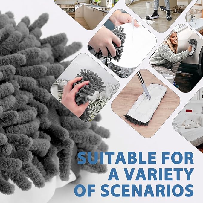 8 Pcs Mop Slippers Socks Floor Cleaning,Microfiber Shoe Covers dust Washable Reusable for Woman Man House Kitchen (Dark Grey)