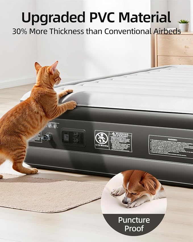 CHILLSUN Air Mattress Full with Built-in Pump,18'' Comfortable Blow Up Colchones Inflables Mattress for Home,Guests,Foldable,Portable Bed for Adults,Durable Airbed Supports Up to 600 lbs