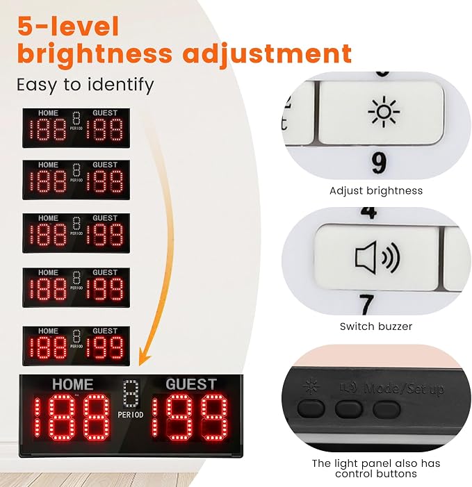 Electronic Basketball Scoreboard, Remote-Controlled Portable Digital Scoreboard, for Indoor and Outdoor Sports Competitions or Games