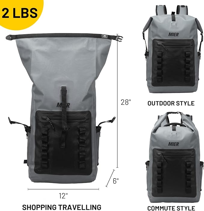 MIER Dry Bag Waterproof Backpack 30L Dry Sack Heavy Duty Roll-Top Closure for Kayaking, Beach, Boating, Swimming, Surfing