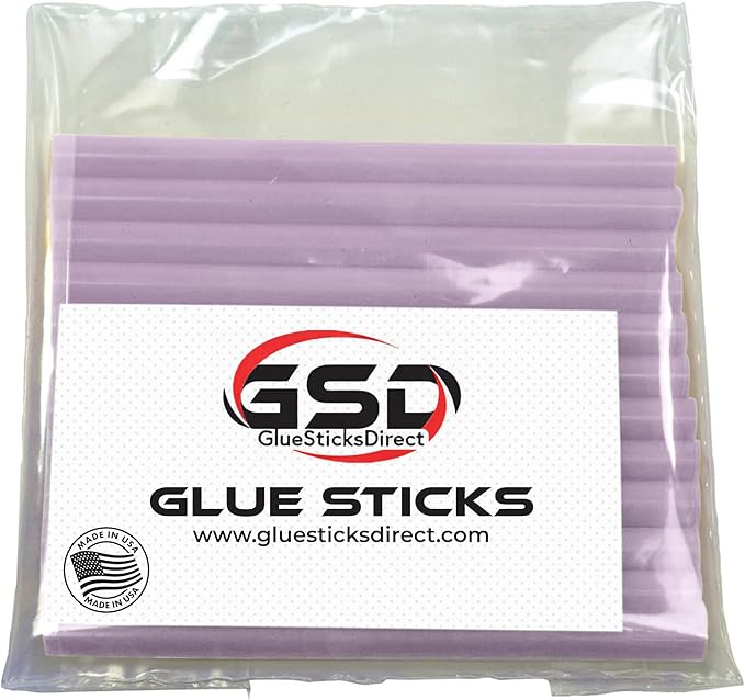 Mini Size Hot Melt Glue Sticks for Glue Gun - Bulk 4in Pastel Violet Glue Sticks - Great for Art Craft Repairs & Compatible w/Most Glue Guns - 5/16" X 4" (24 Sticks) - Made in USA