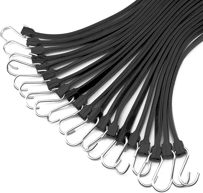 XSTRAP STANDARD 20 Pack 31'' Adjustable Rubber Tarp Straps, EPDM Bungee Cords with Hooks, Ideal for Securing Tarps, Canvases, Flatbed Trailers