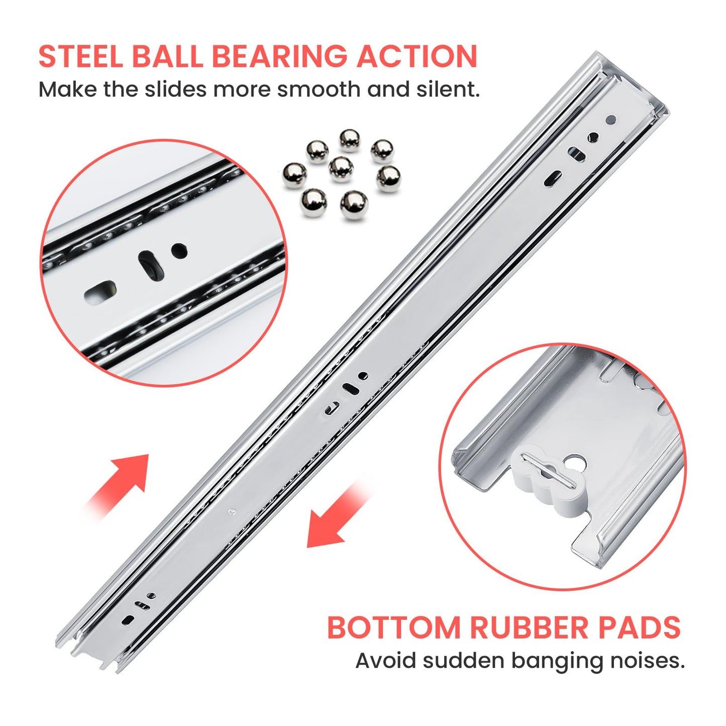 homdiy 6 Pairs 14 Inch Side Mount Full Extension Drawer Slides 3 Fold Cabinet Drawer Slides Heavy Duty Solid Ball Bearing Kitchen Cabinet Rails Dresser Tracks 100 LB Capacity