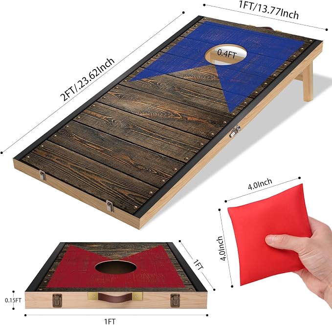 Portable Cornhole Board Set with Bean Bags 2 ft x 1 ft or 3 ft x2 ft or 10.16 * 5.04 Inch Foldable Corn Hole Games for Adults and Kids Indoor or Outdoor Corn Hole Toss Games Backyard Tarvel