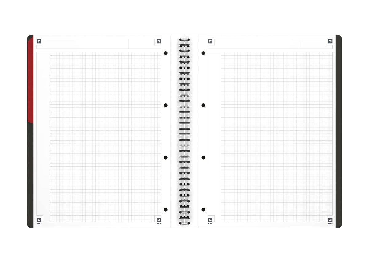 OXFORD 100104329 Activebook International A4 + Checkered with Indexable Index and Document Pocket Gray Spiral Notebook Block - a Smart Organization for Managers and Executives