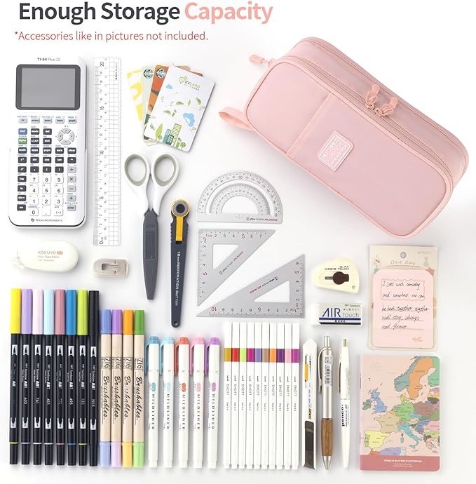 CICIMELON Large Pencil Case Big Storage Pen Pouch Bag with Compartment for School Supplies Office College Teen Boys Girls Adults, Upgraded Pink