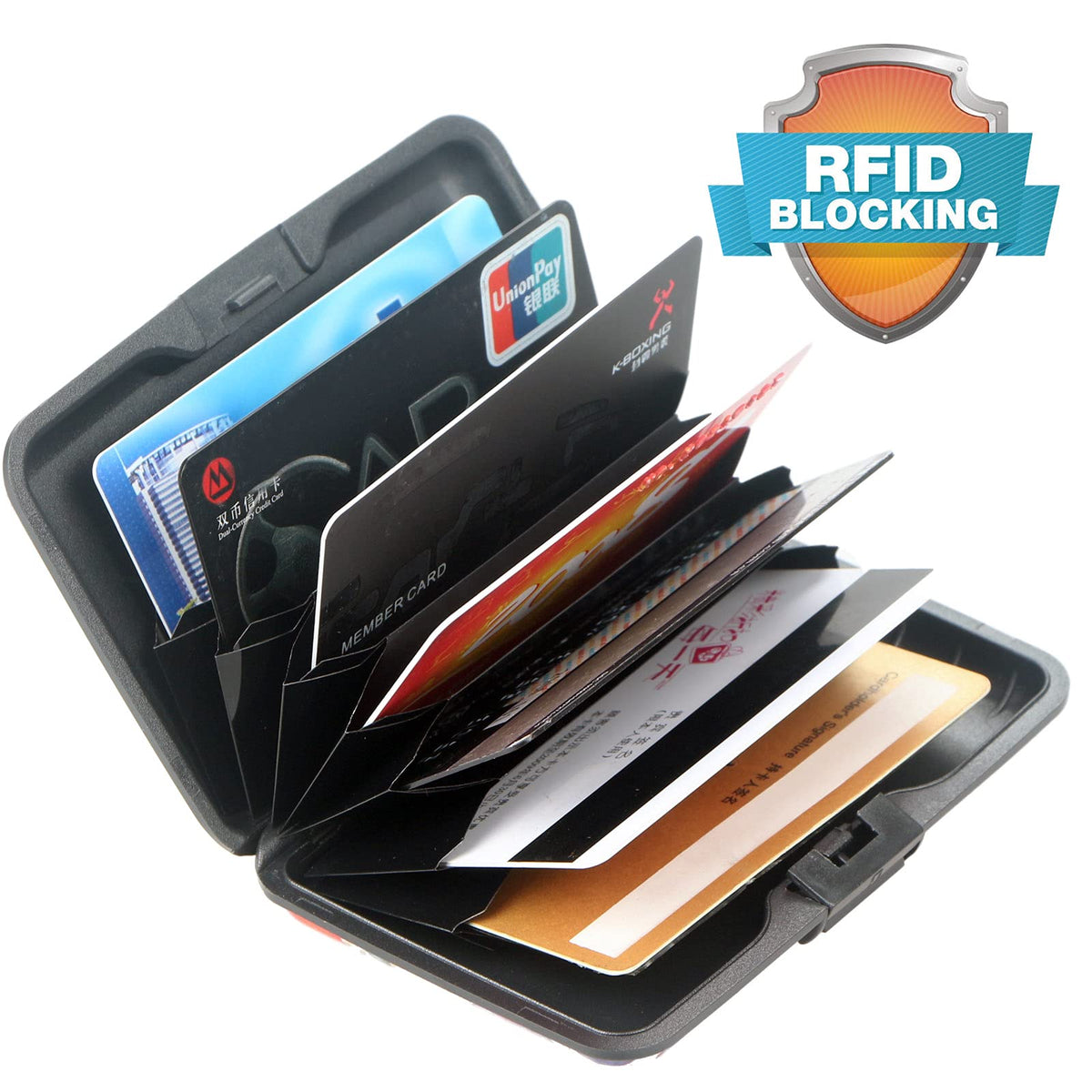 BOHONG Credit Card Holder Small RFID Blocking Wallet Business Metal Slim Mini Aluminum Hard Case for Women Men-A Bird