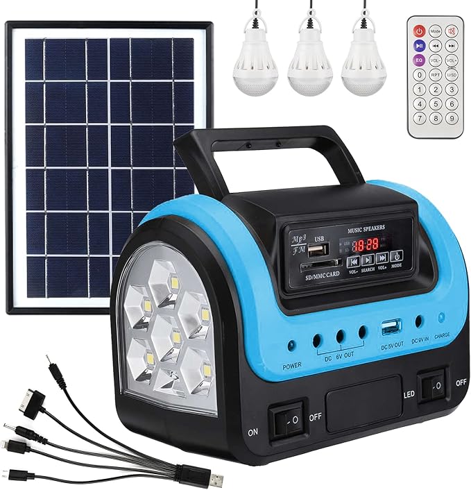Solar Generator,Portable Power Station with Panel,Portable Power Bank supply with Flashlight,Emergency Generator Solar Powered for Home Use Camping Travel Emergency(Blue)