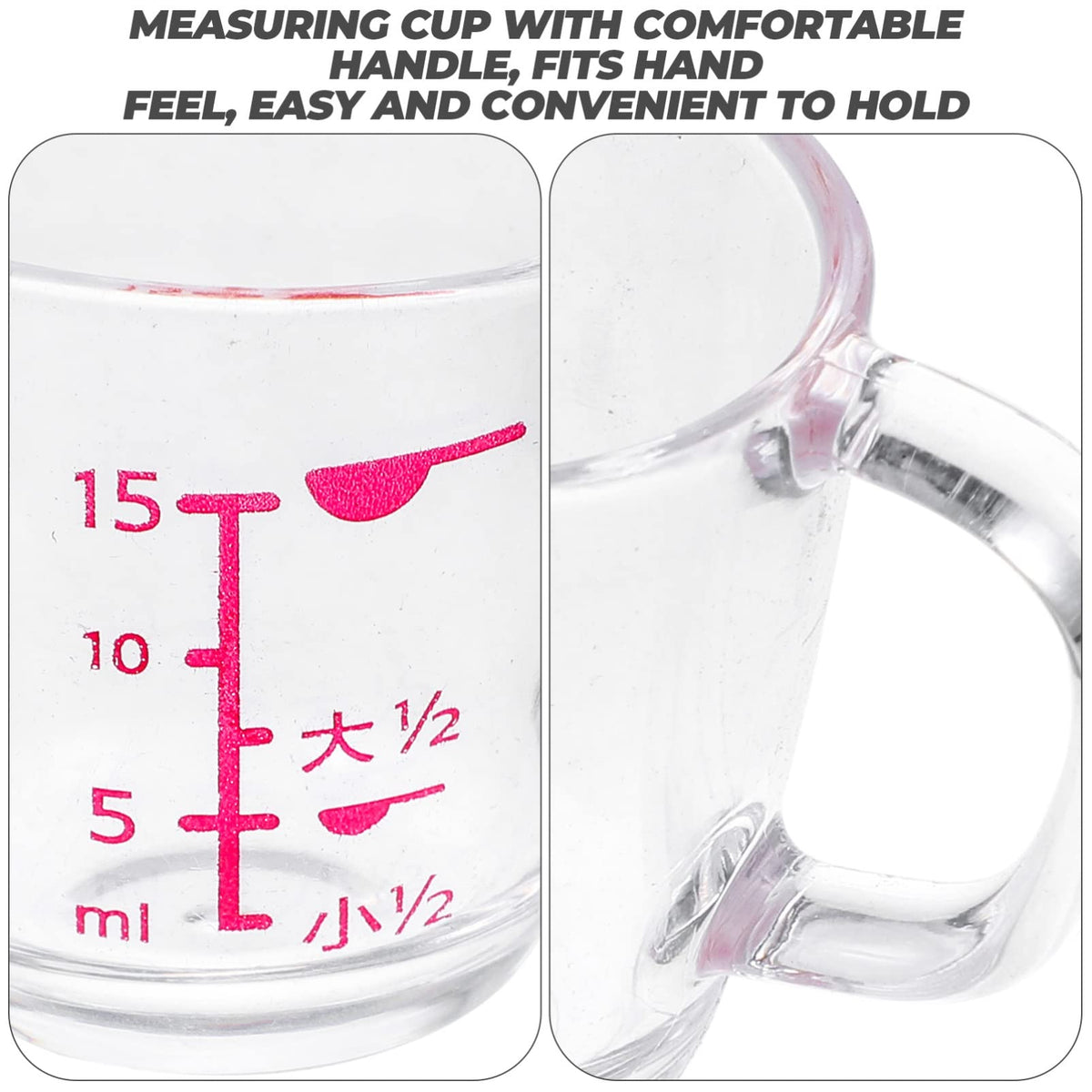 Kichvoe Small Measuring Cup with Scale 0.5Oz Plastic Graduated Liquid Measuring Cups Set of 2 for Kitchen Milk Cooking and Baking