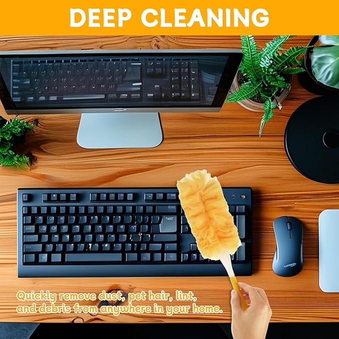 50 Count 360 Heavy Duty Duster Refills Bulk Compatible with Swiffer, Dusting Refills with 1 Handle, Multi Surface Disposable Dusters Refill for Cleaning (Yellow)