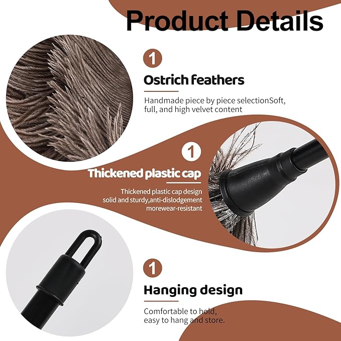 Ostrich Feather Duster-14.9 Inch Mini Natural Feathers Dusters with Plastic Handle Reusable Handheld for Cleaning Supplies Home Car Office(6pcs)