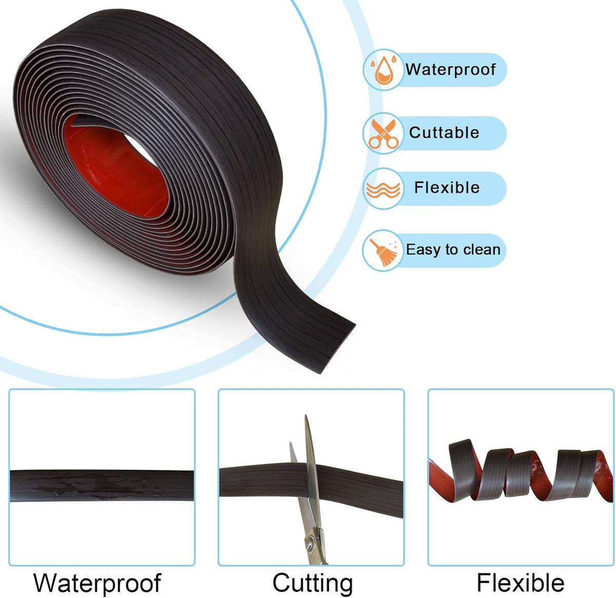 Floor/Door Flat Transition Strip & Self Adhesive Floor Vinyl Floor Edge Trim Laminate Floor Gap Covering Joining Strip