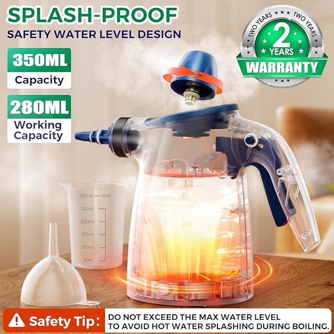 Upgraded 1050W Powerful Steam Cleaner, Pressurized Handheld Multi-Surface Natural Steamer with 12PCS Accessories & Safety Lock, 350ML Large Capacity for Home, Kitchen Instant Dissolves Grime & Grease