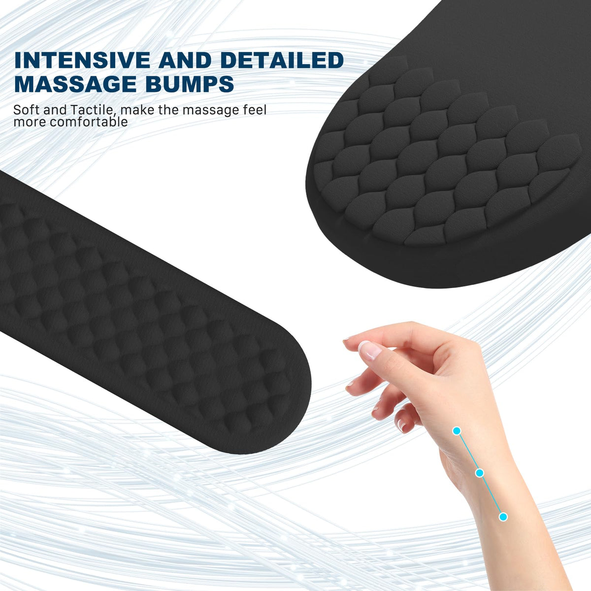 Hasinart Ergonomic Mouse Pad and Keyboard Wrist Rest with Massage Design, Space-Saving Mouse Pad Wrist Support, Memory Foam Wrist Rest with Non-Slip PU Base for Computer Desk, Black