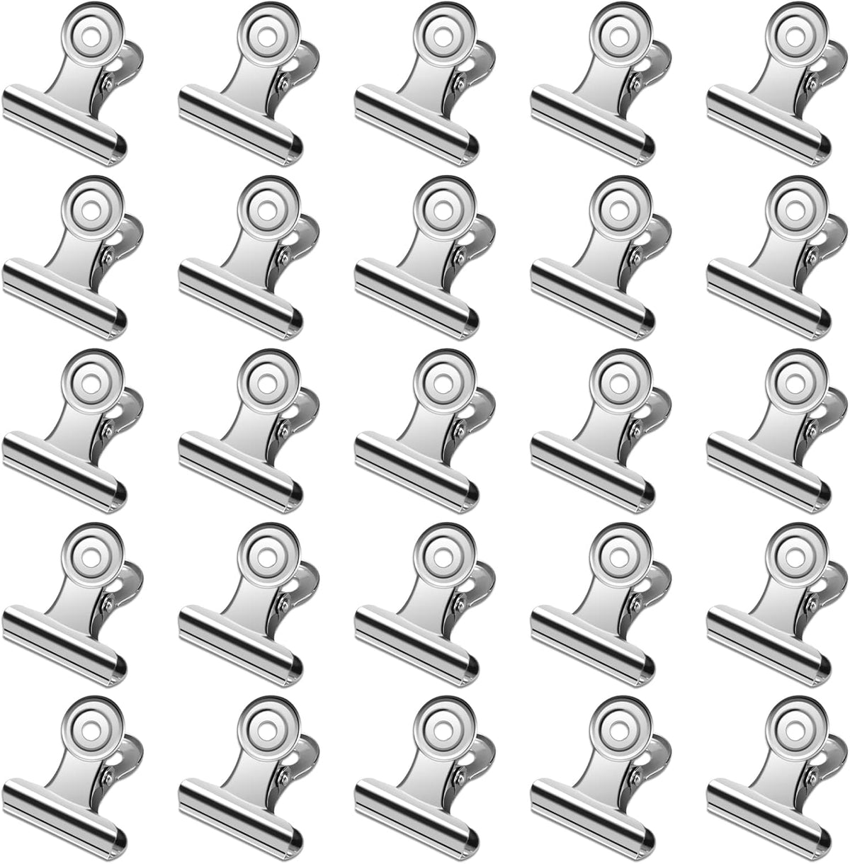 30 Pack Small Bull Clips 0.87 Inch Mini Metal Hinge Clips Binder Paper Hinge Clip for Office, Home, School, Shops, Silver, 22mm