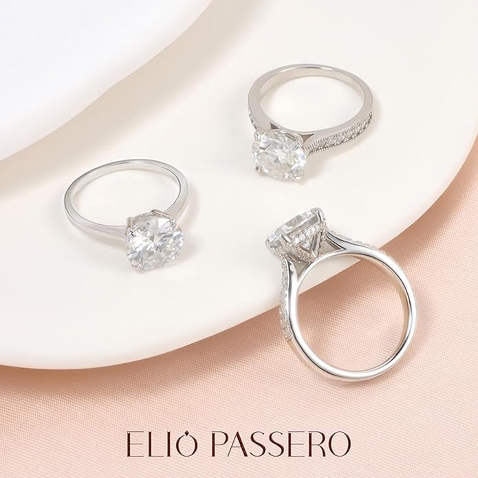 Moissanite Engagement Rings for Women,Promise Rings 925 Sterling Silver with 18K Yellow/White Gold Plated,D Color VVS1 Wedding Band Moissanite Ring 0.5/1/1.5/2/3/4CT